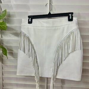 White Fringe Skirt